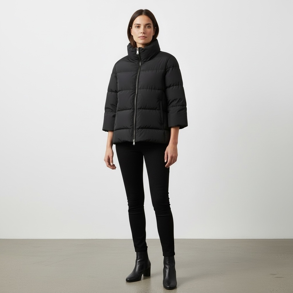 Eleventy Quilted Puffer Coat Black Small Minimalist Luxury